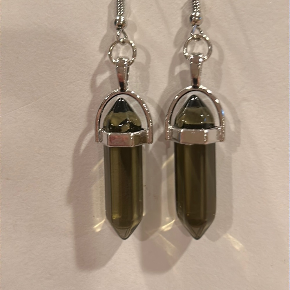Crystal Moss Green Earrings